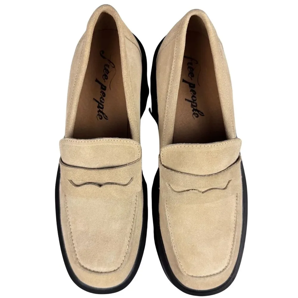 NEW Free People Women’s Loafer Nico Platform Cappuccino Suede‎ 39/8.5 Chunky Y2K